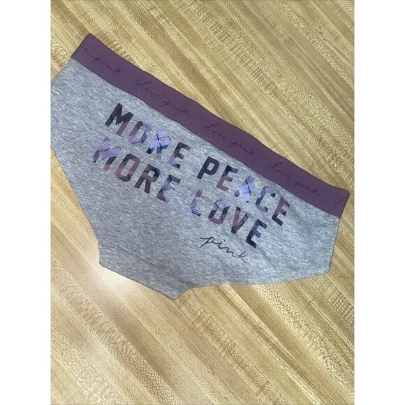 New W/ Tags VICTORIA'S SECRET PINK Cotton Bikini Hipster Panty Pink Gray Large - Picture 2 of 5